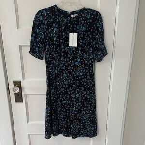 Altuzarra Black and Blue Floral Midi Dress